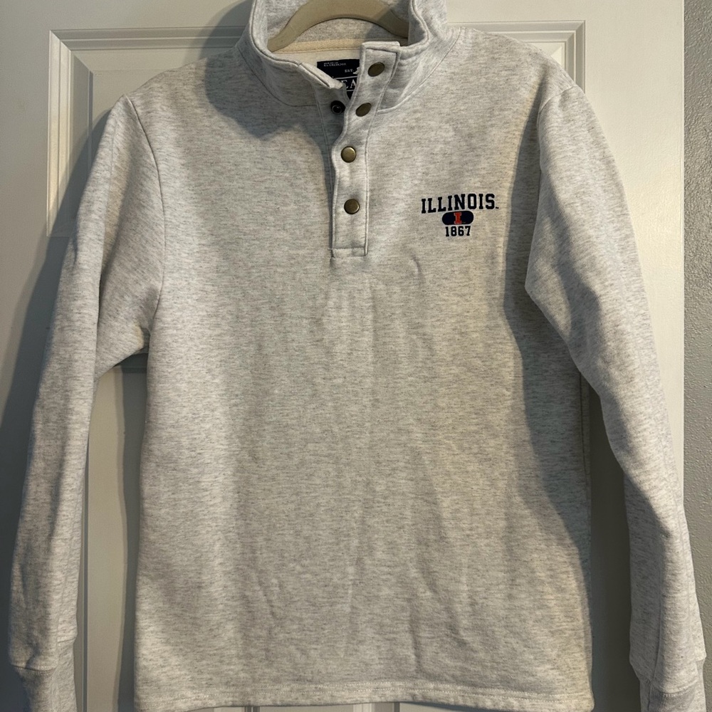 League Light Gray Illinois Pullover Sweatshirt - image 1